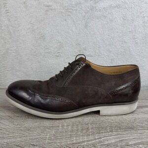 Hugo Boss Leather and Suede Brown Wingtip Lave Up Dress Shoes‎ Men's 9 Italy